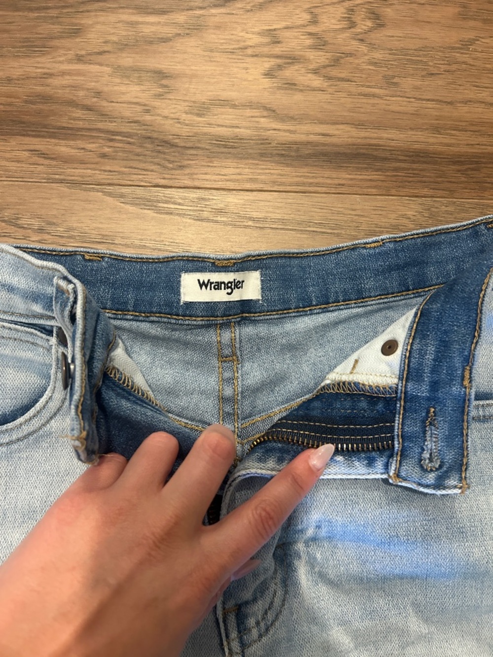 Wrangler Light Blue Frayed Hem Denim Shorts